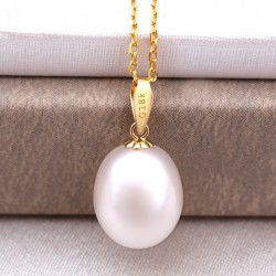 Colar de ouro de luxo com pérola 45cm