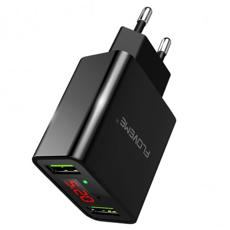 USB dual inteligente - Adaptador de carregamento digital conduzido para iPhone Samsung Xiaomi - plug UE