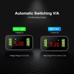 USB dual inteligente - Adaptador de carregamento digital conduzido para iPhone Samsung Xiaomi - plug UE