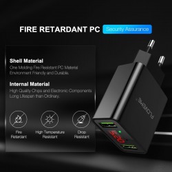 Smart dual USB - Led digital charging adapter for iPhone Samsung Xiaomi - EU plugChargers