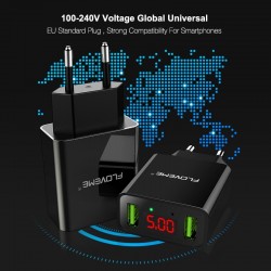 USB dual inteligente - Adaptador de carregamento digital conduzido para iPhone Samsung Xiaomi - plug UE
