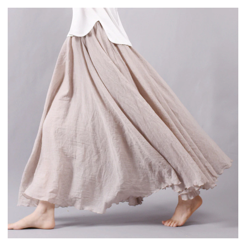 Linen cotton long skirt with elastic waistDresses Linen cotton long skirt with elastic waistDresses