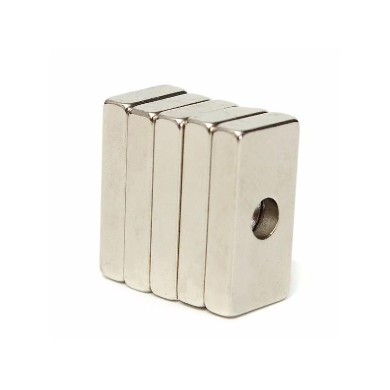 N35 forte neodímio ímã cuboide 20 * 10 * 4mm com 4mm furo 5 pcs