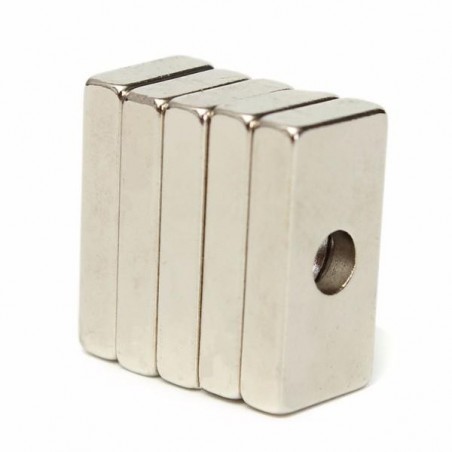 N35 forte neodímio ímã cuboide 20 * 10 * 4mm com 4mm furo 5 pcs