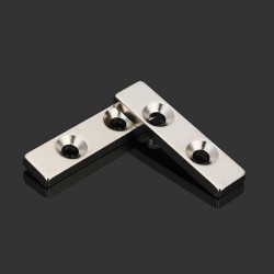 N35 strong neodymium magnet block 40 * 10 * 4mm - countersunk with 2 holes 2pcsN35