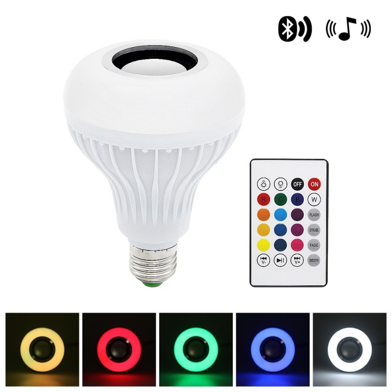 Lâmpada LED RGB inteligente com alto-falante Bluetooth sem fio - controle remoto Lâmpada LED RGB inteligente com alto-falante Bluetooth sem fio - controle remoto
