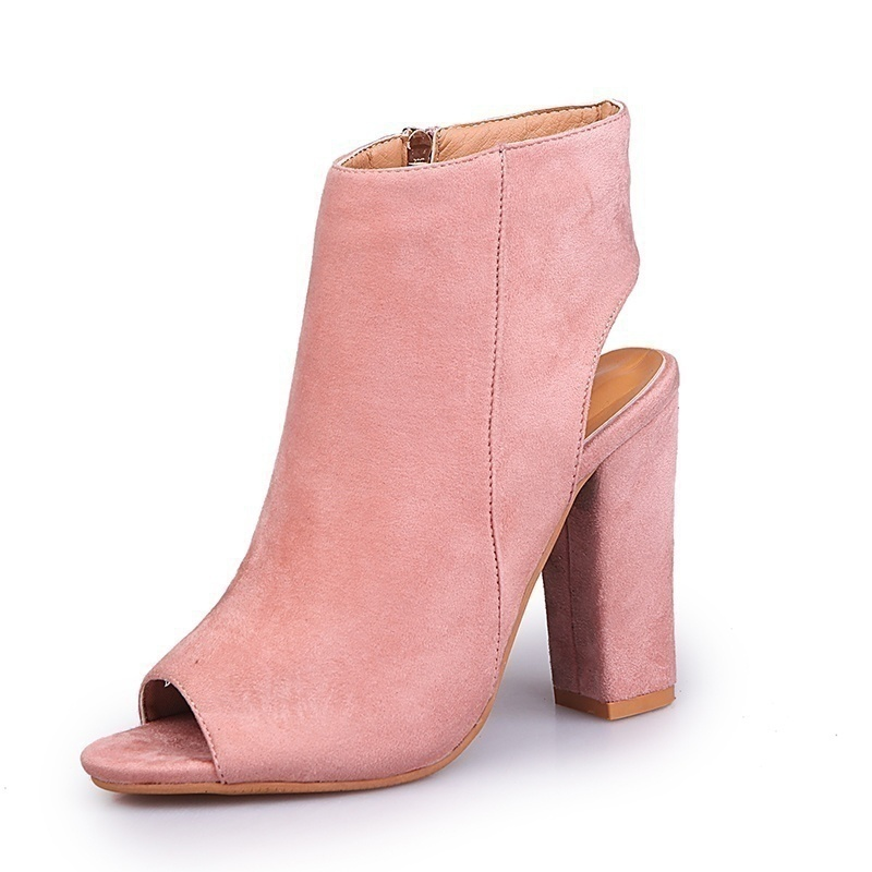 Stylish suede sandals - boots with open toe & heelBoots