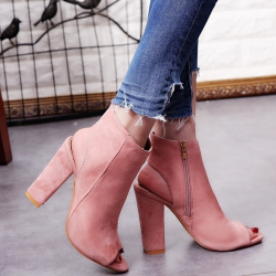 Stylish suede sandals - boots with open toe & heelBoots