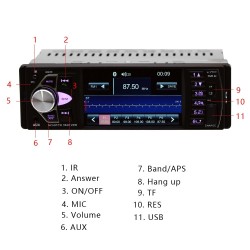 Rádio carro Bluetooth - din 1 - 4 polegadas display - MP3/MP5 - câmera traseira - direção remota