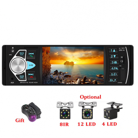 Rádio carro Bluetooth - din 1 - 4 polegadas display - MP3/MP5 - câmera traseira - direção remota