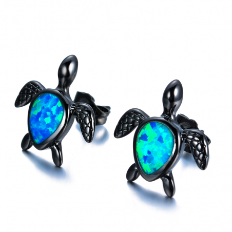 Tartaruga com opala azul - brincos de moda