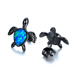 Tartaruga com opala azul - brincos de moda