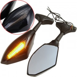 Motorcycle rearview mirrors - Led turn signals lights for Kawasaki 2 pcsMirrors