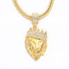 Pingente de cabeça de leão de ouro de luxo - colar