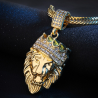 Pingente de cabeça de leão de ouro de luxo - colar