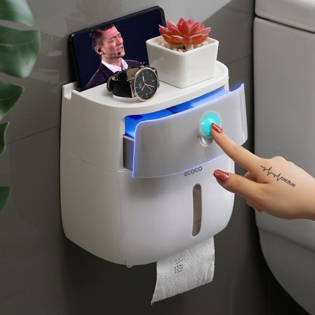 Dispensador de papel higiénico com gaveta - impermeável