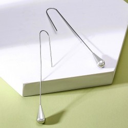 Brincos longos de aço inoxidável gota de água
