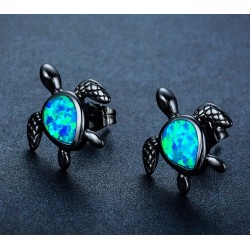 Tartaruga com opala azul - brincos de moda