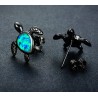 Tartaruga com opala azul - brincos de moda
