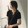 Casual short sleeve top with zipper - t-shirtWomen's fashion