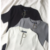 Casual manga curta top com zíper - t-shirt