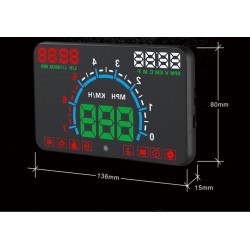 GEYIREN E350 OBD2 II HUD 5.8 tela de polegada - alarme de excesso de velocidade e consumo de combustível - exposição do carro