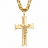Colar de aço inoxidável de ouro com cruz