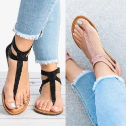 Summer sandals with crystals & zipperSandals