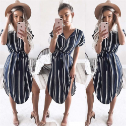 Elegante vestido listrado