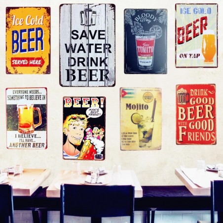 SAVE WATER DRINK BEER poster de metal vintage - adesivo de parede