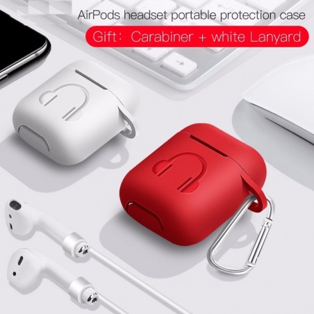 Caso de fone de ouvido de silicone macio para Apple AirPods com gancho