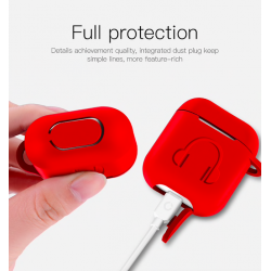 Caso de fone de ouvido de silicone macio para Apple AirPods com gancho