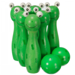 Boliche de madeira com bolas com forma animal - brinquedo