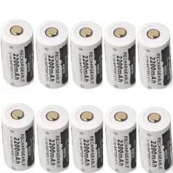 CR123A 16340 - 2200mAh 3.7V - bateria recarregável 10 peças