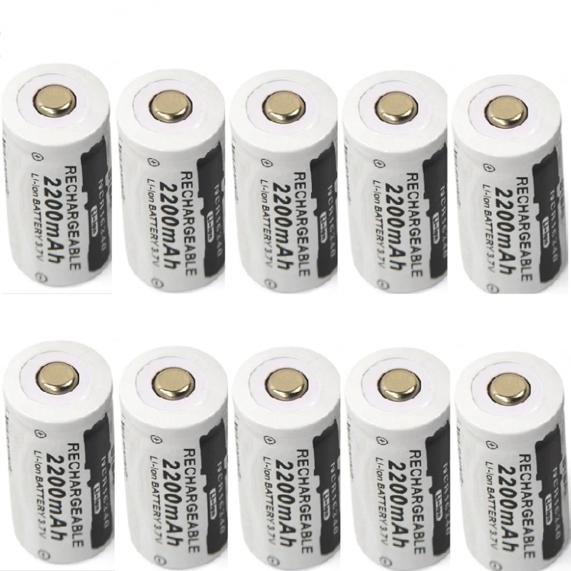 CR123A 16340 - 2200mAh 3.7V - bateria recarregável 10 peças CR123A 16340 - 2200mAh 3.7V - bateria recarregável 10 peças