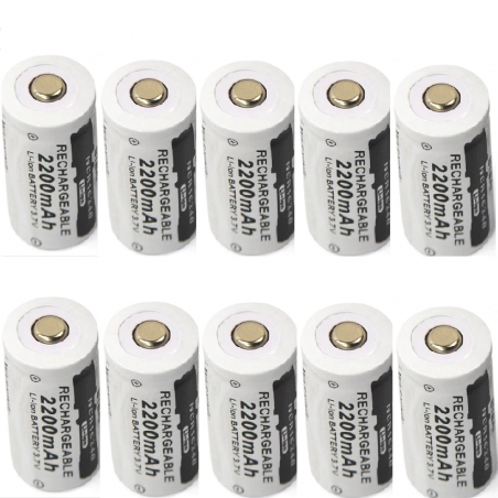 CR123A 16340 - 2200mAh 3.7V - bateria recarregável 10 peças