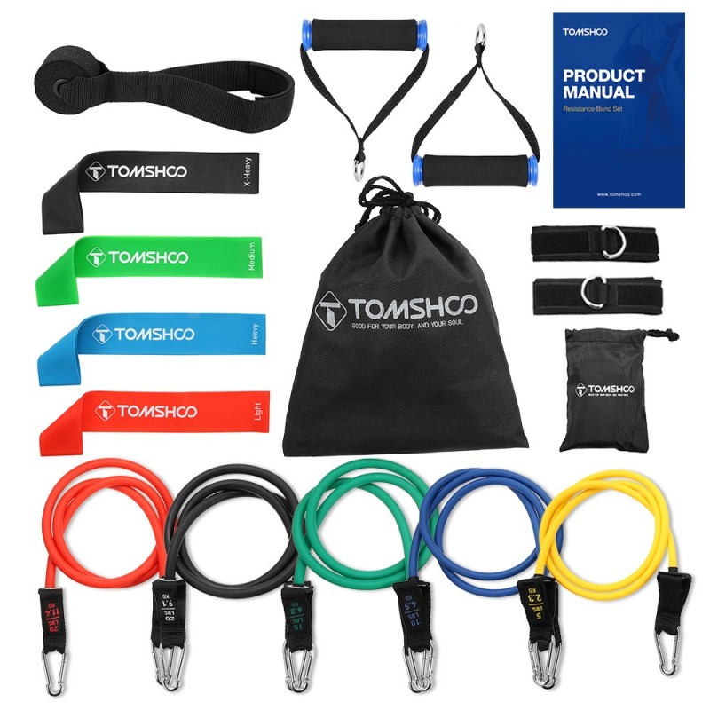 Bandas de resistência de ioga e fitness - 17 peças definidas com saco Bandas de resistência de ioga e fitness - 17 peças definidas com saco