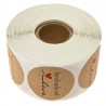 Feito à mão com amor - papel kraft natural - adesivos redondos - 500 peças