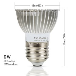 6W - E27 E14 GU10 - LED crescer luz - hidropônico