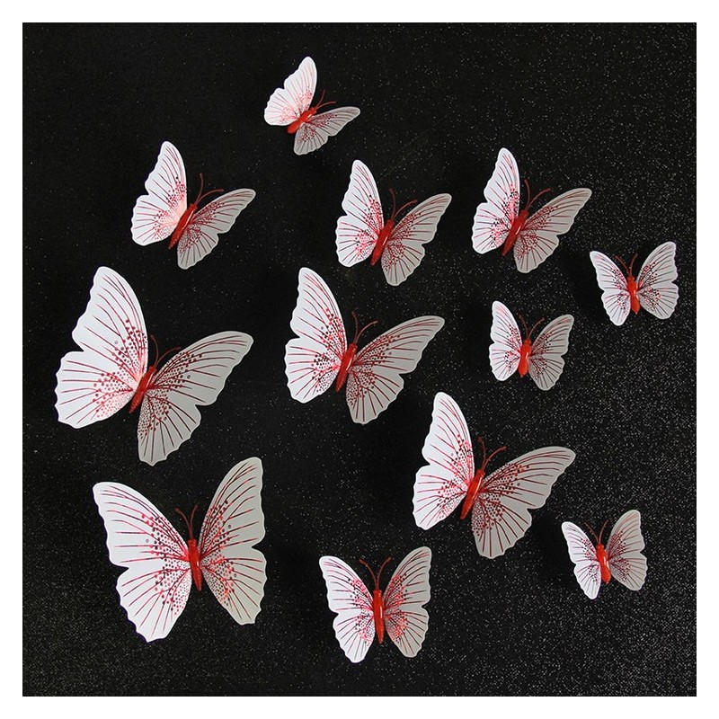 borboleta 3D - adesivo de parede com ímã 12 peças