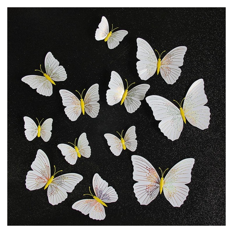 borboleta 3D - adesivo de parede com ímã 12 peças