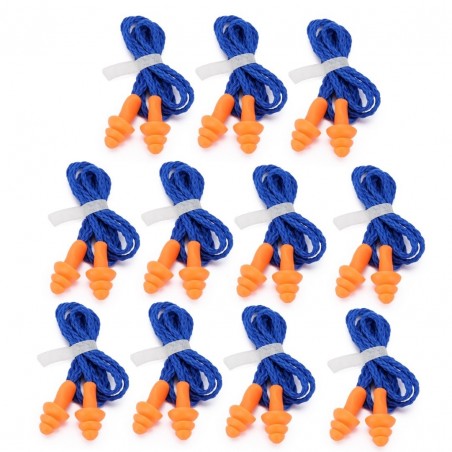 Plugs de orelha de silicone impermeável - reutilizável - proteção auditiva - com 10 pares de corda