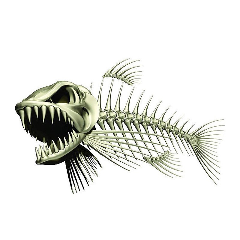 esqueleto de peixe 3D - carro e autocolante de motocicleta 13 * 85cm