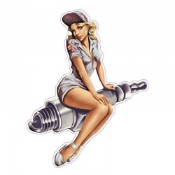 Spark Plug Girl - carro de vinil e autocolante de motocicleta 13 * 10cm