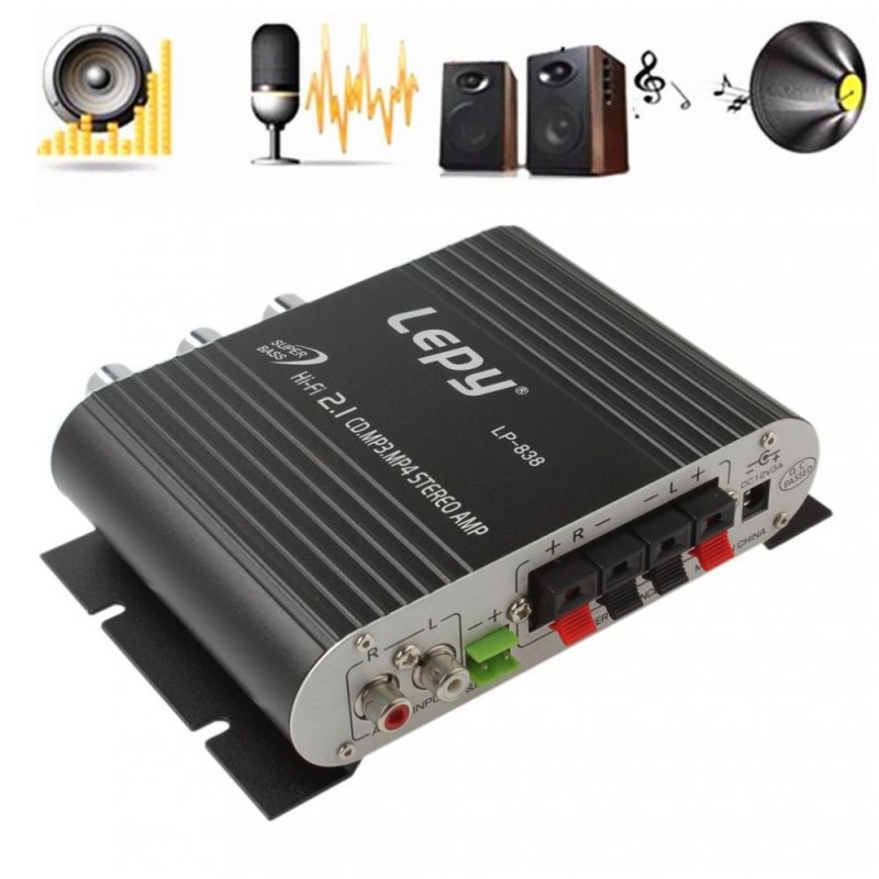 Amplificador de carro - Hi-Fi 2.1 estéreo - super baixo - subwoofer opção - AUX in