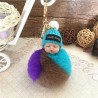 Sleeping baby doll - keychain with fur pompomKeyrings