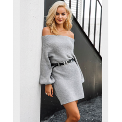 Vestido de malha fora do ombro - camisola solta