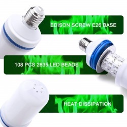 3W 5W 9W - E27 E26 E14 E12 Led 85-265V - bulbo com efeito de fogo - verde