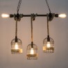 Lâmpada de suspensão de ferro retro com corda de malha de mão - luzes na gaiola