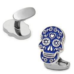 Cufflinks clássicos com crânio azul